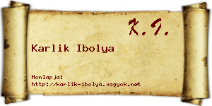 Karlik Ibolya névjegykártya